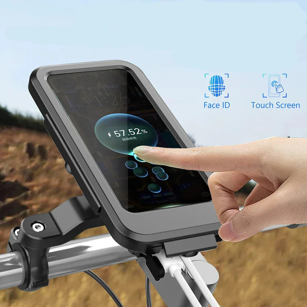 RideCharge Pro – Vanntett telefonholder med USB og 15W trådløs lading for sykkel og el-sykkel | Luvikno