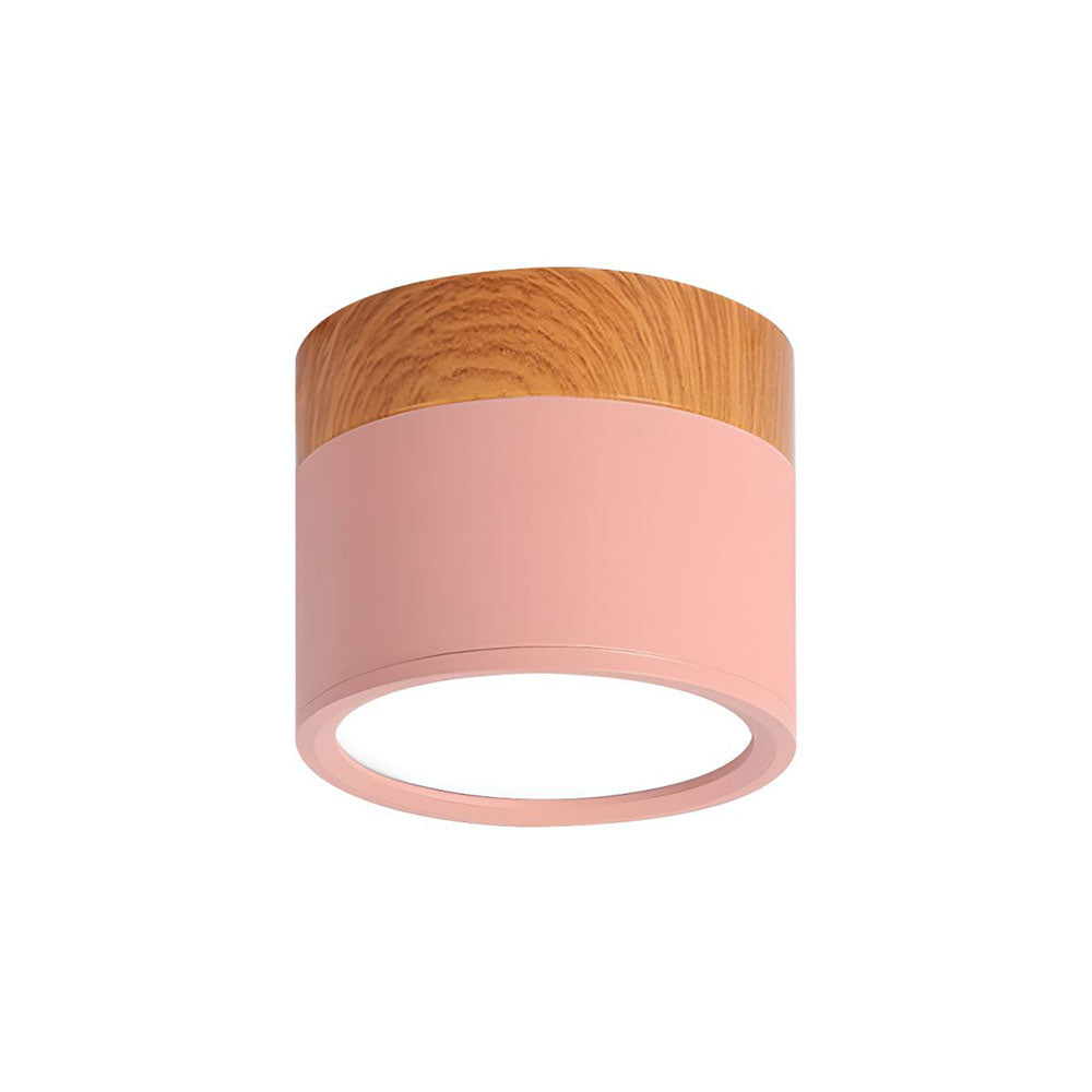 Taklampe med rosa flush trefinish Luvikno
