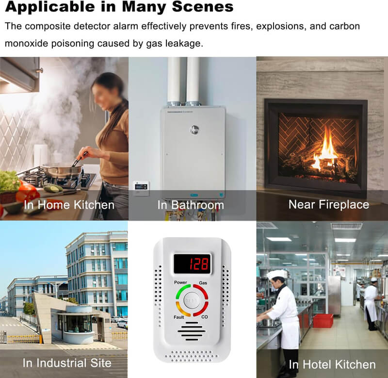 Luvikno | Gasslekkasje Karbonmonoksid CO2 Detektor Alarm for Hjemmet