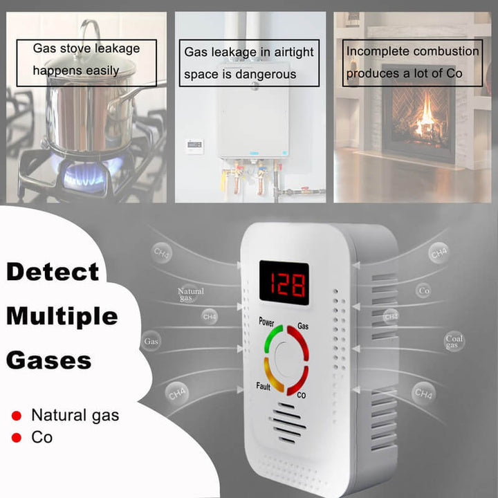 Luvikno | Gasslekkasje Karbonmonoksid CO2 Detektor Alarm for Hjemmet