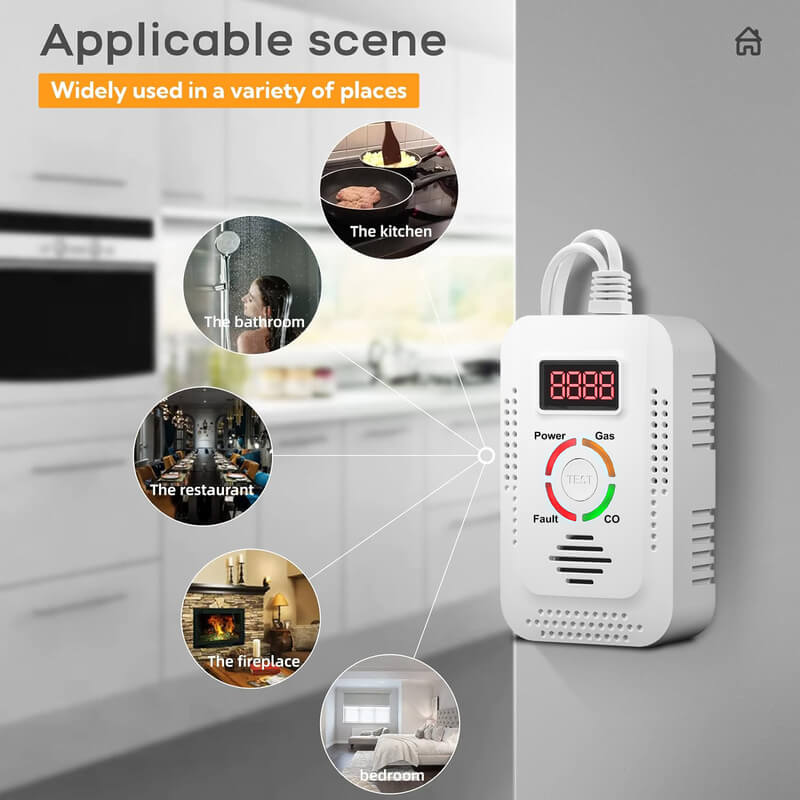 Luvikno | Gasslekkasje Karbonmonoksid CO2 Detektor Alarm for Hjemmet