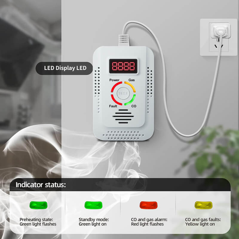 Luvikno | Gasslekkasje Karbonmonoksid CO2 Detektor Alarm for Hjemmet
