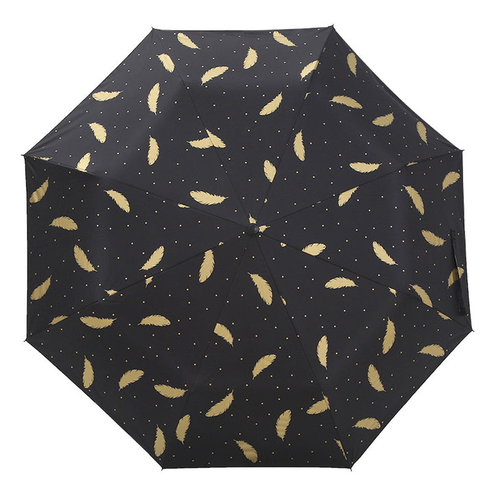 Damen Automatischer Regenschirm mit eleganter Feder-Design Luvikno