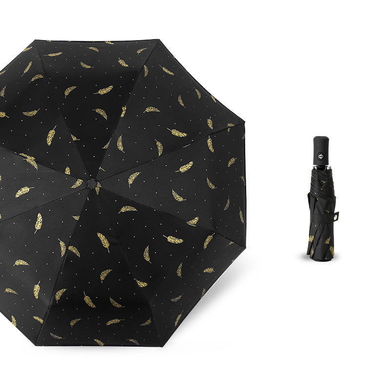 Damen Automatischer Regenschirm mit eleganter Feder-Design Luvikno