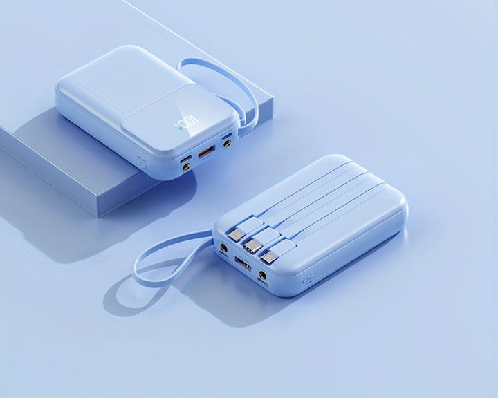 Luvikno | 10000mAh Portable Power Bank with Fast Charging and Built-in Cables – Compact Phone Charger with LED Display
