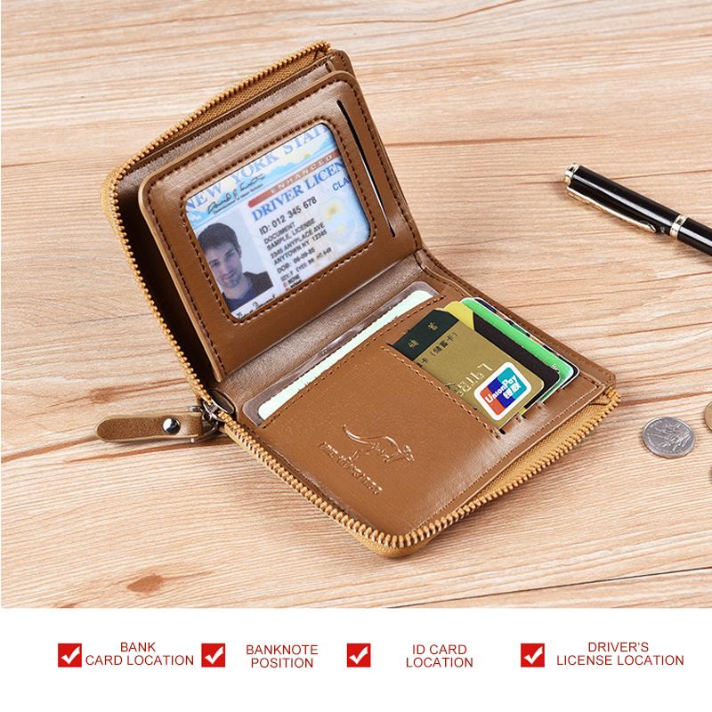 Luvikno | Herre Lommebok Glidelås Ekte Skinn Lommebok ( RFID BESKYTTET )