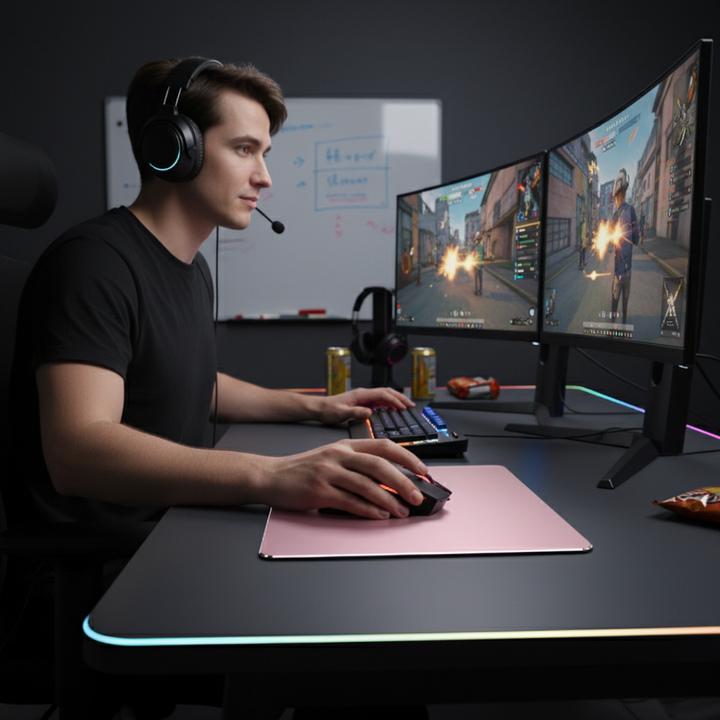 Precision Glide – Rigid Aluminium – Non-Slip Stability – Durable Easy-Clean Surface – Work & Gaming Use Luvikno