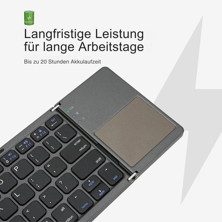 Luvikno | Sammenleggbar Bluetooth-tastatur med berøringsplate | Bærbart trådløst mini-tastatur for Windows, Mac, iOS og Android
