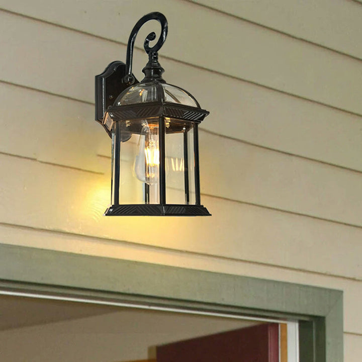 Tradisjonell europeisk vanntett aluminiums glass heksagonal prisme 1-lampe vegglampe for hagen | Luvikno