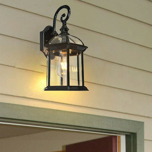 Tradisjonell europeisk vanntett aluminiums glass heksagonal prisme 1-lampe vegglampe for hagen | Luvikno