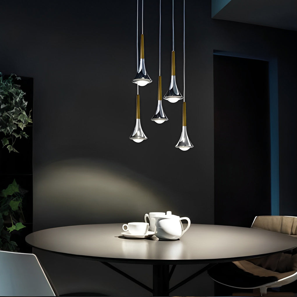Moderne LED Pendellampe i Vanndråpeform – Justerbar Metallkrystallkjede for Stue, Soverom og Spiserom | Luvikno