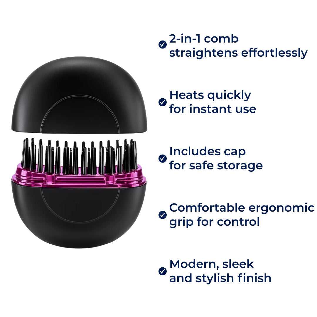 Rask oppvarming – Mini kamdesign – Frizz-fri finish – Rask oppfriskning for reise og daglig bruk Luvikno