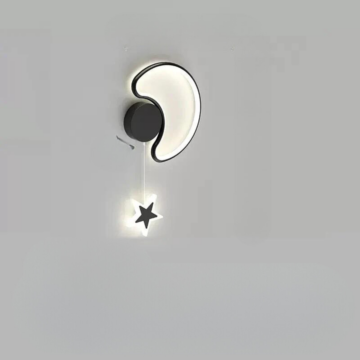 LumiDroom - Magisk Vegglampe med Stjerner og Måne Luvikno