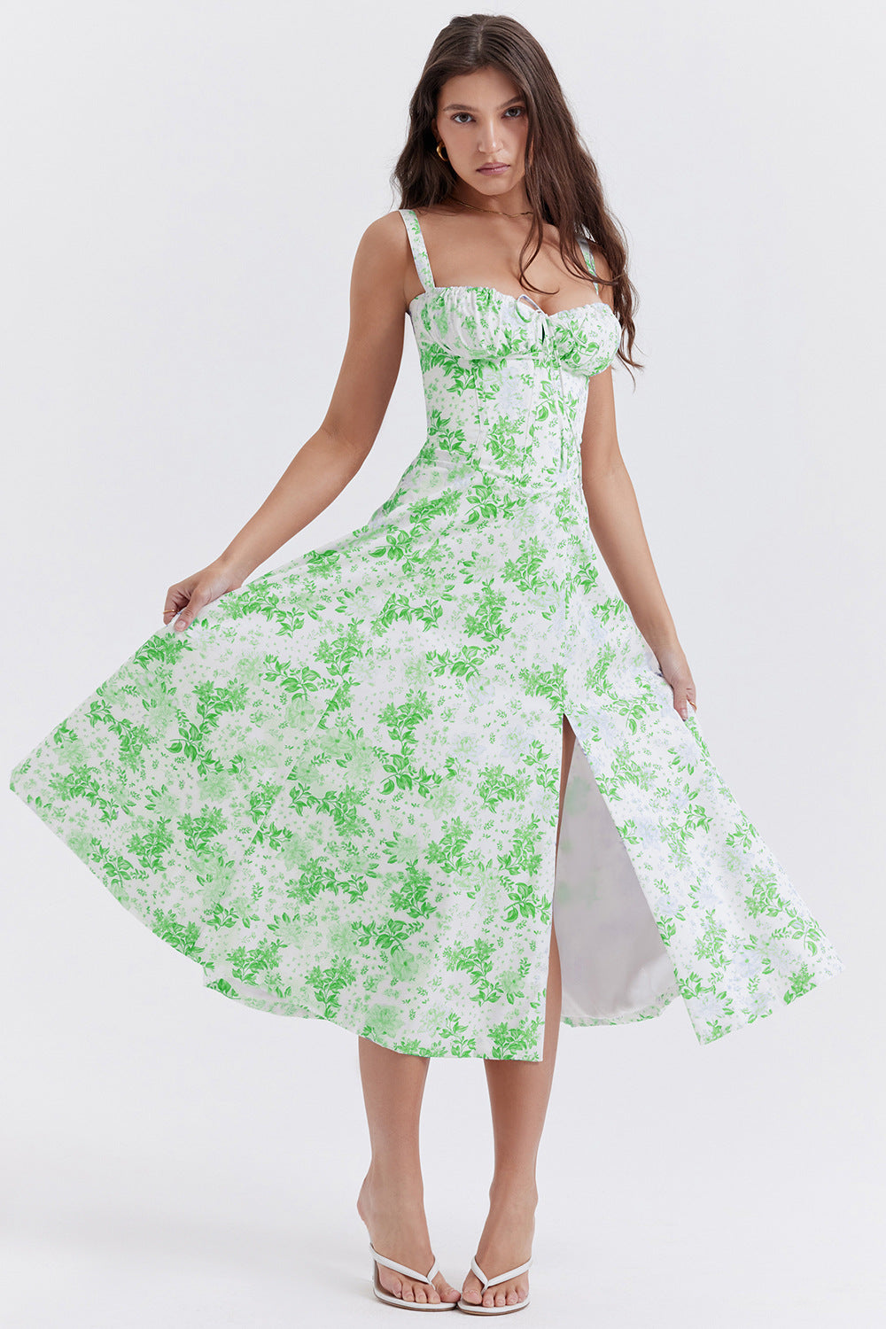 Luvik | Vintage Kukka Mekko Vyötärölle Tiukka