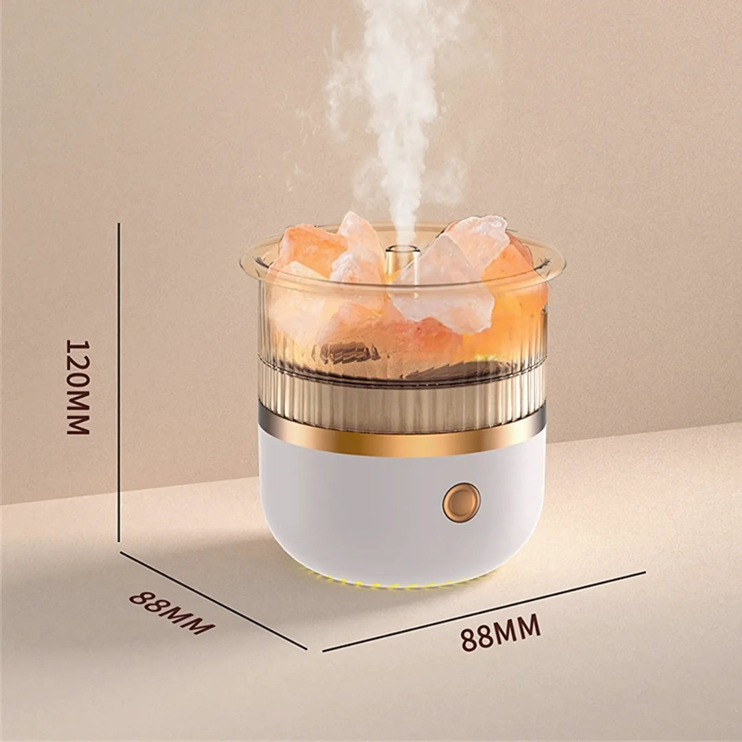 SereniGlow Crystal Salt Fuktighetsgiver | USB Aroma Diffuser – Nattlys & Luftrenser – For Avslapning, Stressreduksjon & Forbedret Luftkvalitet Luvikno