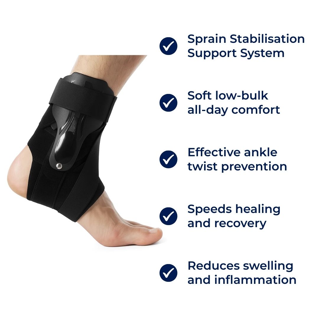 SteadyStep | Ankelstøtte | Sprainsstabilisering – Myk lavprofilsstøtte – Forebygger vridning – Fremskynder bedring – Reduserer hevelse Luvikno