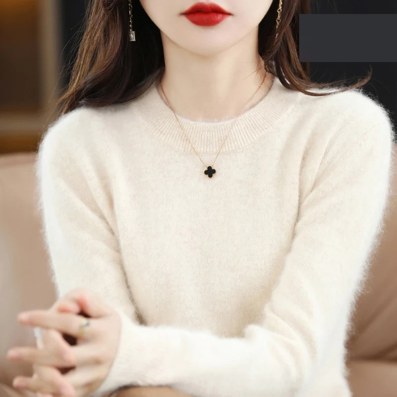 Luvik | Kasmir Neule Naiset Luksusmainen Pyöreä Kaula-aukko, Pehmeä & Muodikas