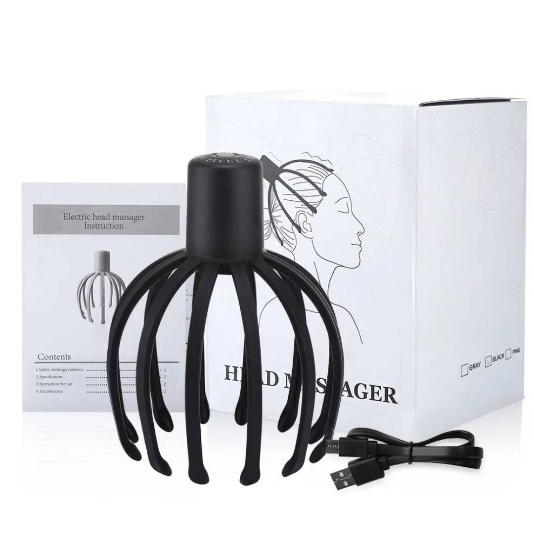 CalmFlow Smart Electric Octopus Hode Massager | Hodebunnsmassasje - Stresslettelse - Forbedret Søvn - Multi-retning Vibrasjons Hode Massager Luvikno