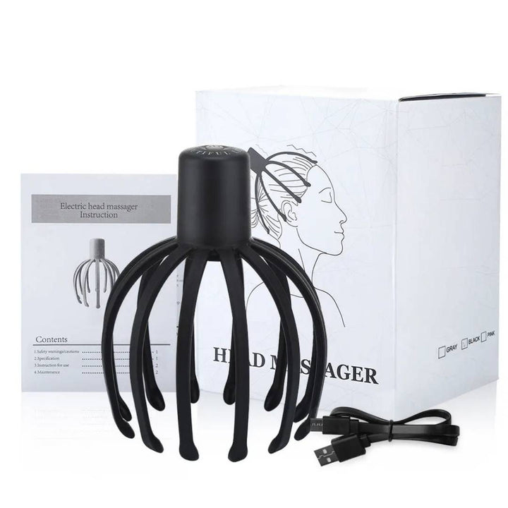 CalmFlow Smart Electric Octopus Hode Massager | Hodebunnsmassasje - Stresslettelse - Forbedret Søvn - Multi-retning Vibrasjons Hode Massager Luvikno