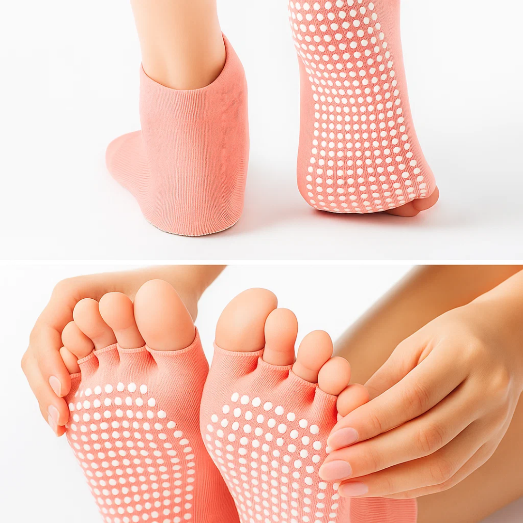 Slip Yoga Grip Socks – Åpen Tå & Pustende – Gummiert Såle for Kvinner – Stabilitet Balanse Komfort i Yoga & Pilates Luvikno