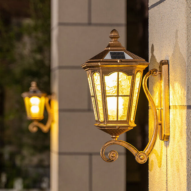 Europeisk sol utendørs lanterne aluminium glass vanntett 1-lykt vegg lampe | Luvikno