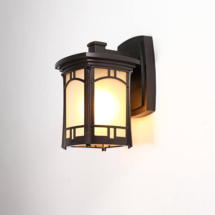 Moderne firkantet aluminiums glass utskåret 1-lampe utendørs vanntett vegglampe | Luvikno
