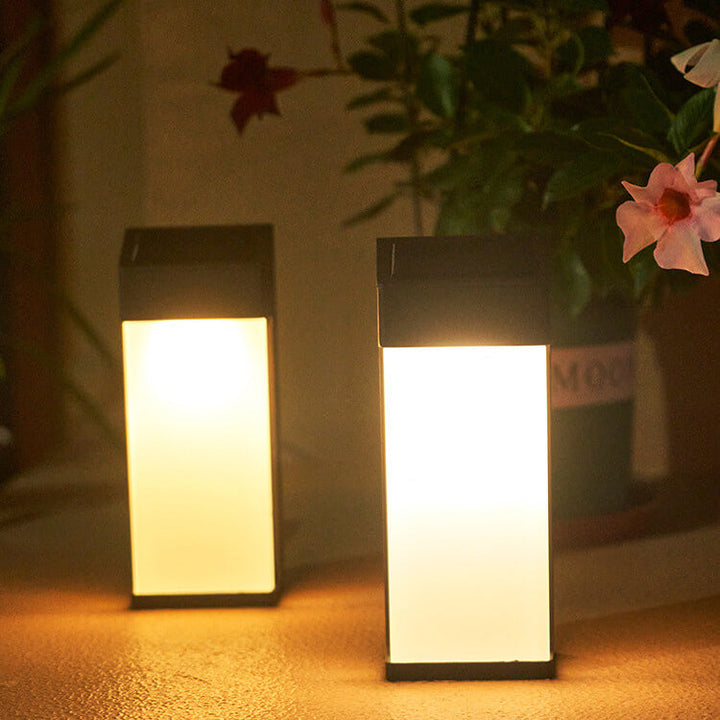 Solar Square Frosted Glass Vanntett Utendørs LED Vegglampe | Luvikno