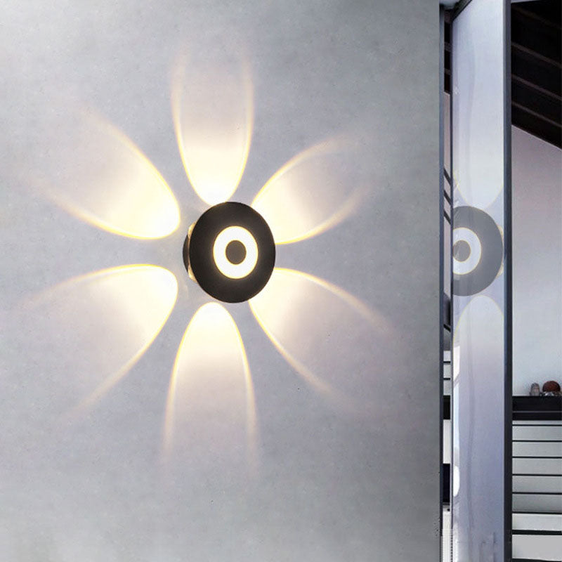 Moderne skandinavisk aluminium rund skjerm LED vegglampe for utendørs patio | Luvikno