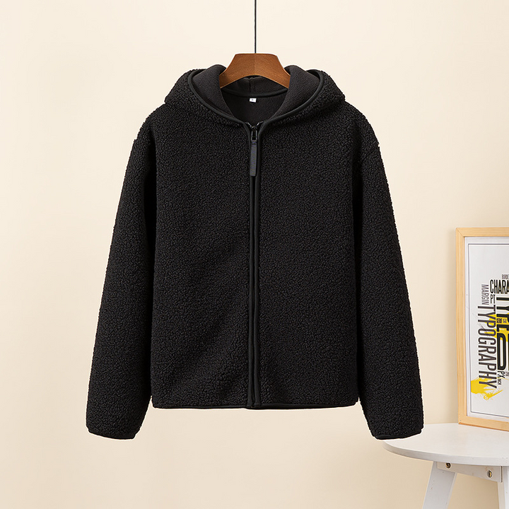 Luvik | Damejakke laget av varmt fleece-materiale, langermet hettegenser med glidelås