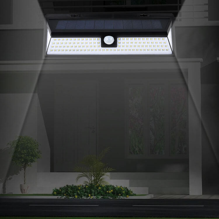 Moderne svart rektangulær menneskelig sensor solvarmvanntett utendørs hage LED vegglampe | Luvikno