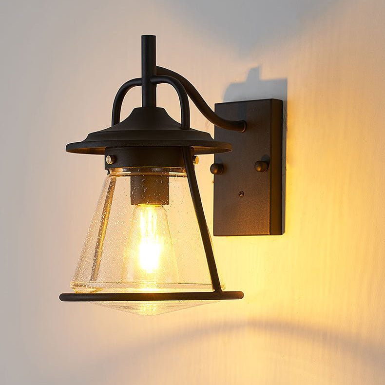 Vanntett Glass Cone Shade 1-Lys Utendørs Vegglampe | Luvikno