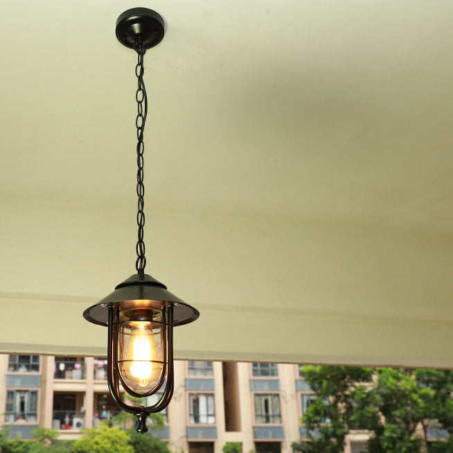 Industriell vintage aluminium bur glass 1-lampe utendørs vanntett pendellampe | Luvikno