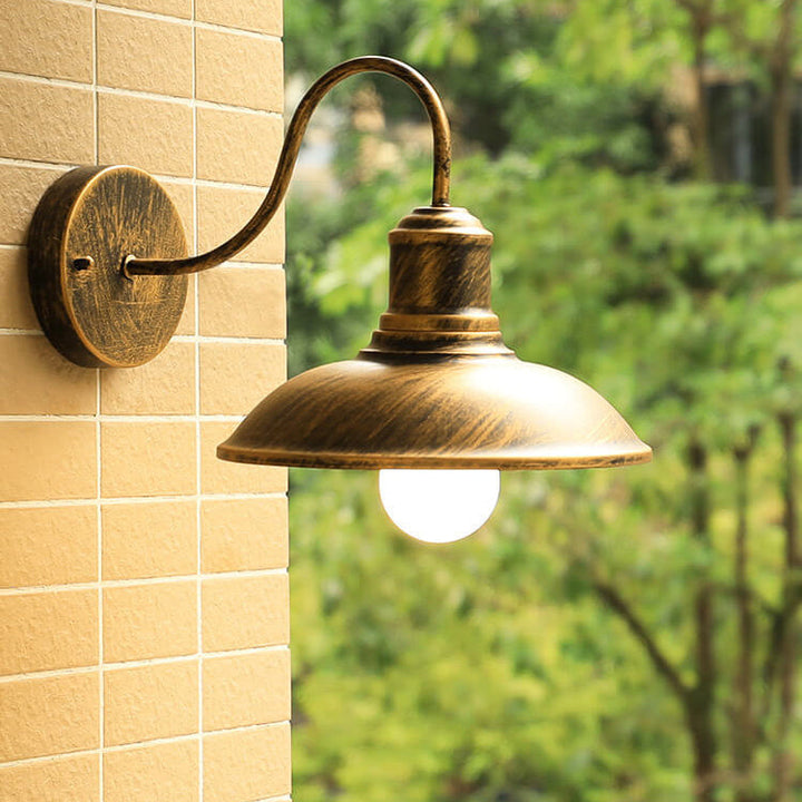 Retro Loft Dome Jern Utendørs Vanntett 1-Lyskilde Buet Arm Vegglampe | Luvikno