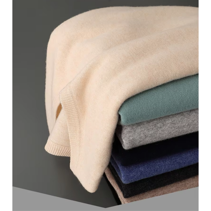 Luvik | Kashmir Polo Menn, V-hals, Myk Kashmir Strikkemateriale