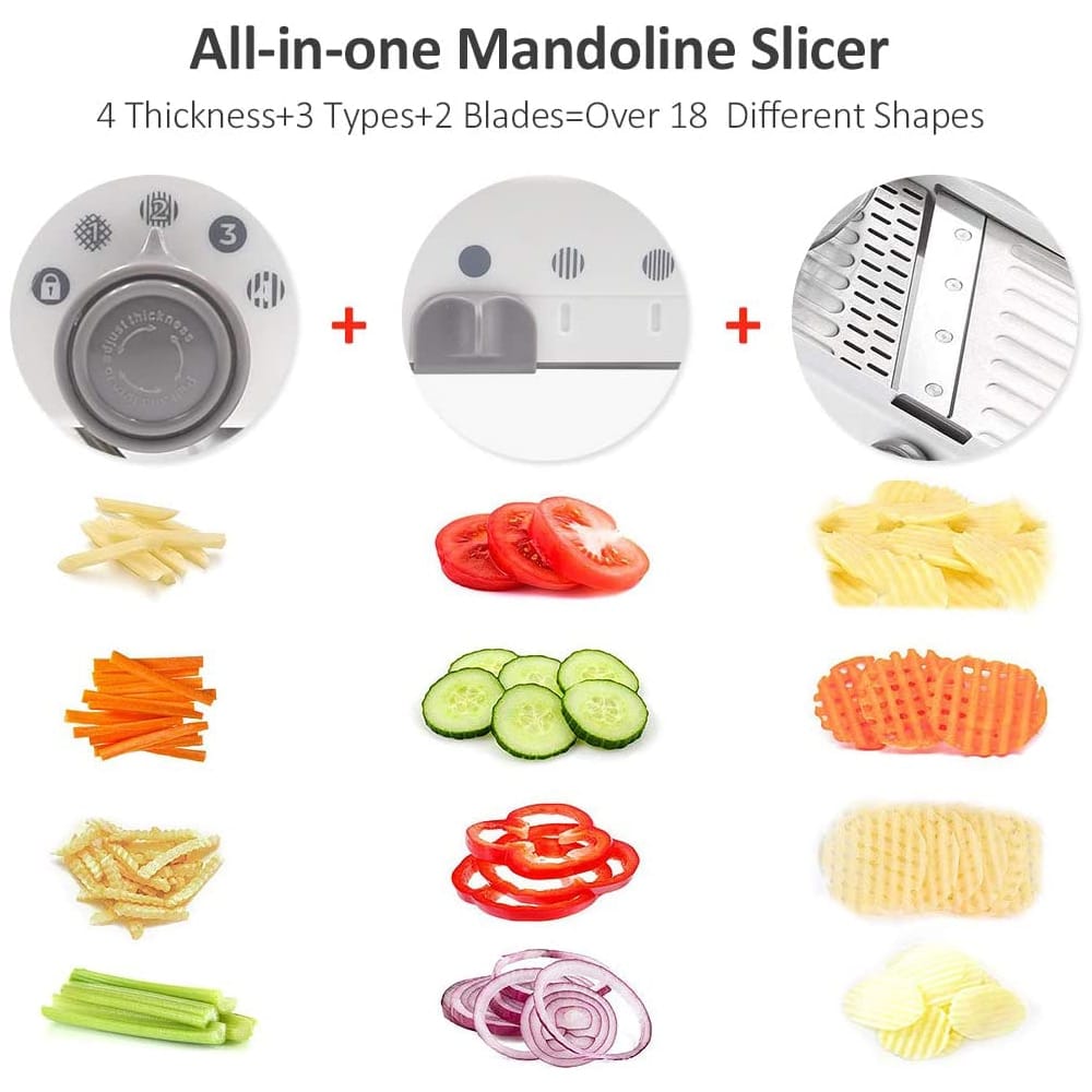 Mandoline Grønnsakskiver – Profesjonell Rive med Justerbare 304 Rustfrie Stålblad Luvikno