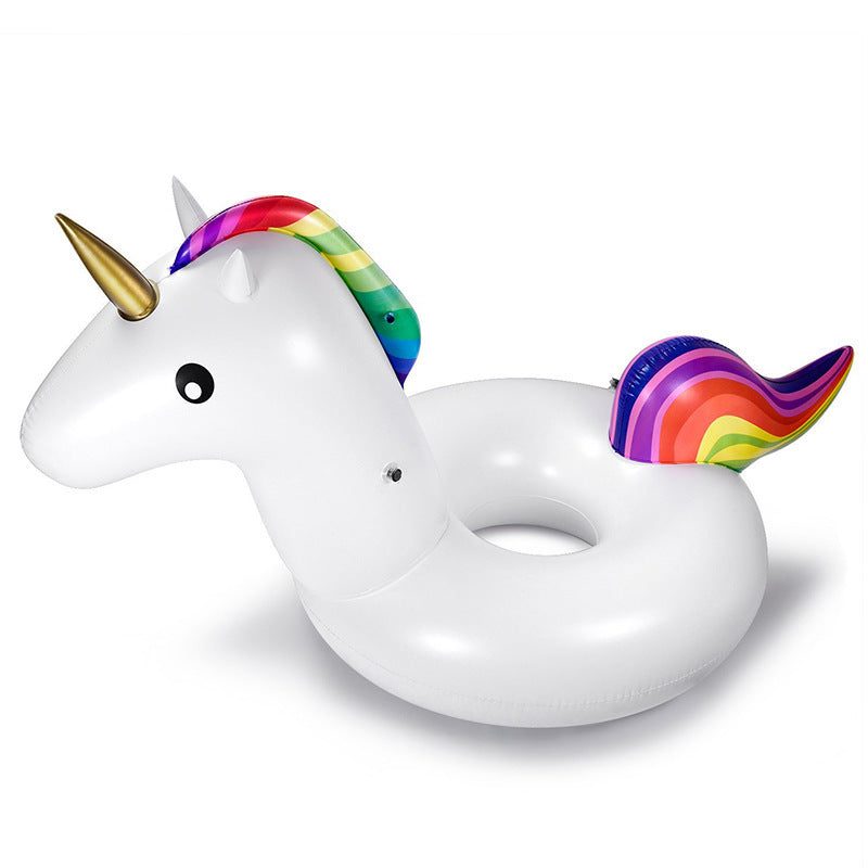 Damer oppblåsbar unicorn svømme-ring med fargerik design Luvikno