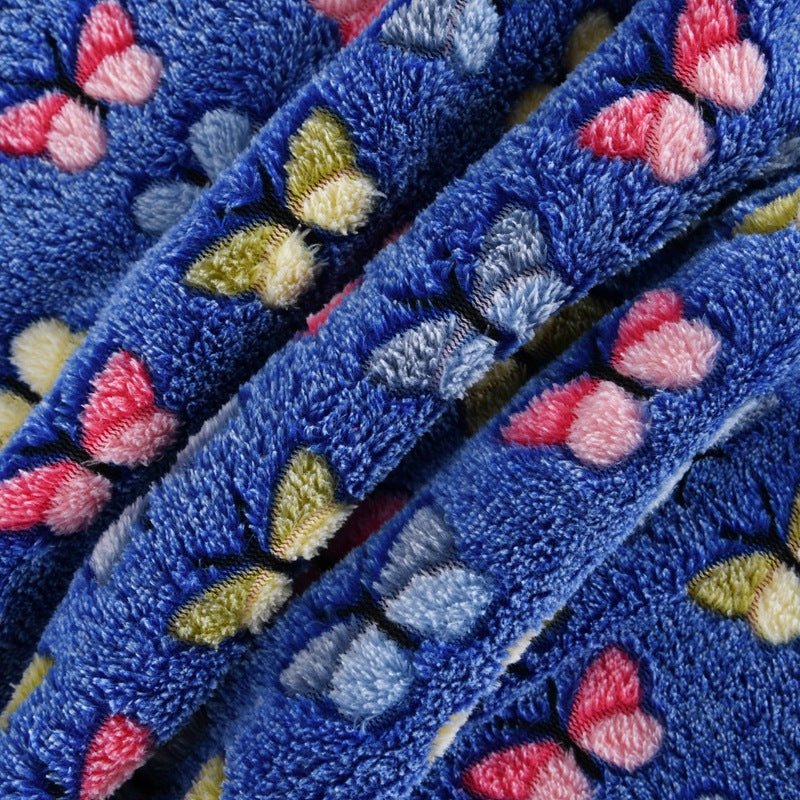 Dame myk og fluffy teppe med fargerikt sommerfugl mønster Luvikno