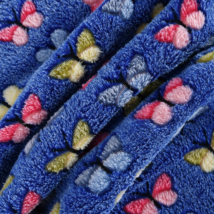 Dame myk og fluffy teppe med fargerikt sommerfugl mønster Luvikno