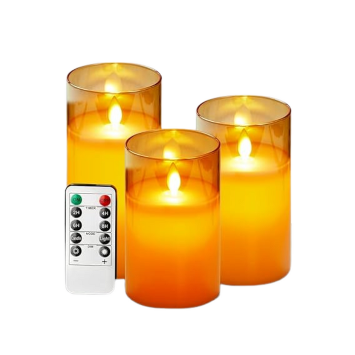 Luvikno | LuxeLumen LED Lysestake Set | Elegante LED lys med fjernkontroll for atmosfærisk stemning