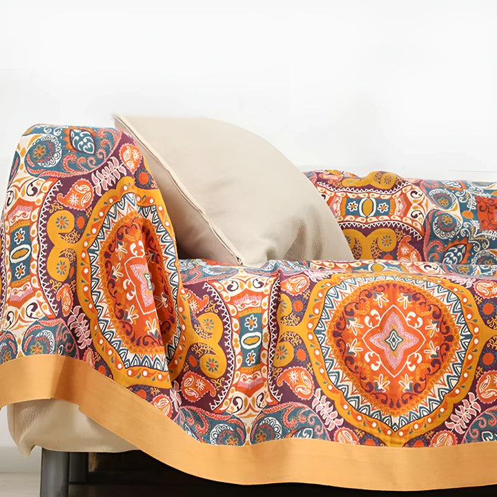 Sunrise Boho Vendbar Teppe, 100% Bomull Kjølende Quilt | Luvikno