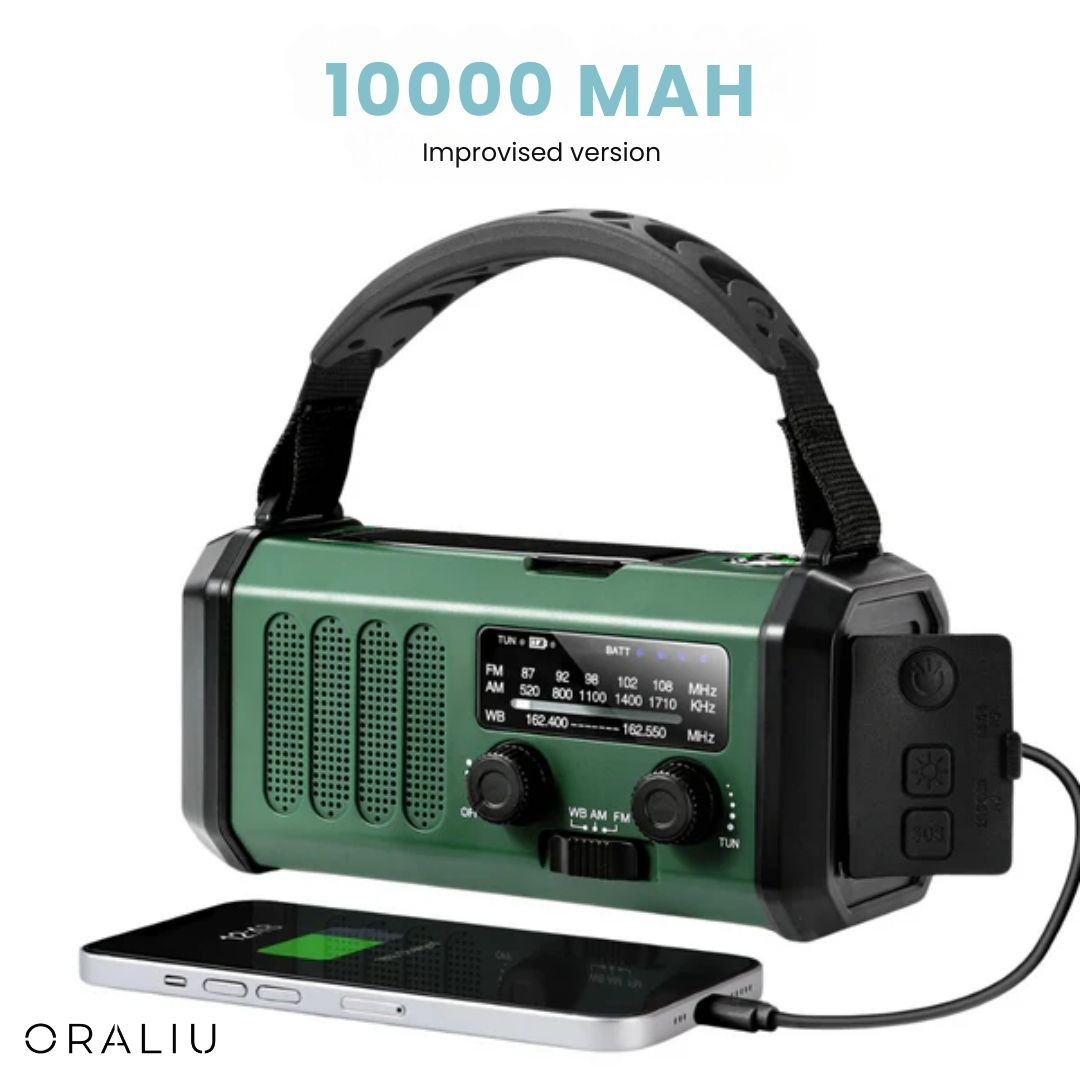 Luvikno | Solcelle Nødradio med Power Bank – Håndspak og LED-lommelykt for Camping og Utendørsbruk
