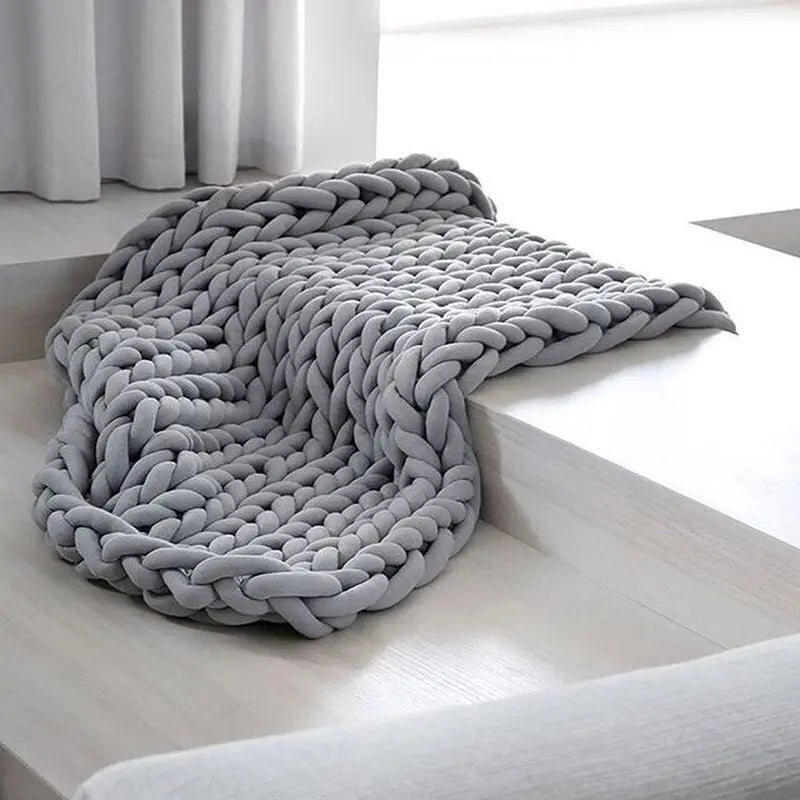 Chunky Knit Throw Håndlaget Vektet Teppe - SUPER KOSY & BEROLIGENDE TEPPE Luvikno
