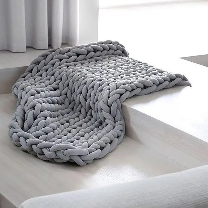 Chunky Knit Throw Håndlaget Vektet Teppe - SUPER KOSY & BEROLIGENDE TEPPE Luvikno