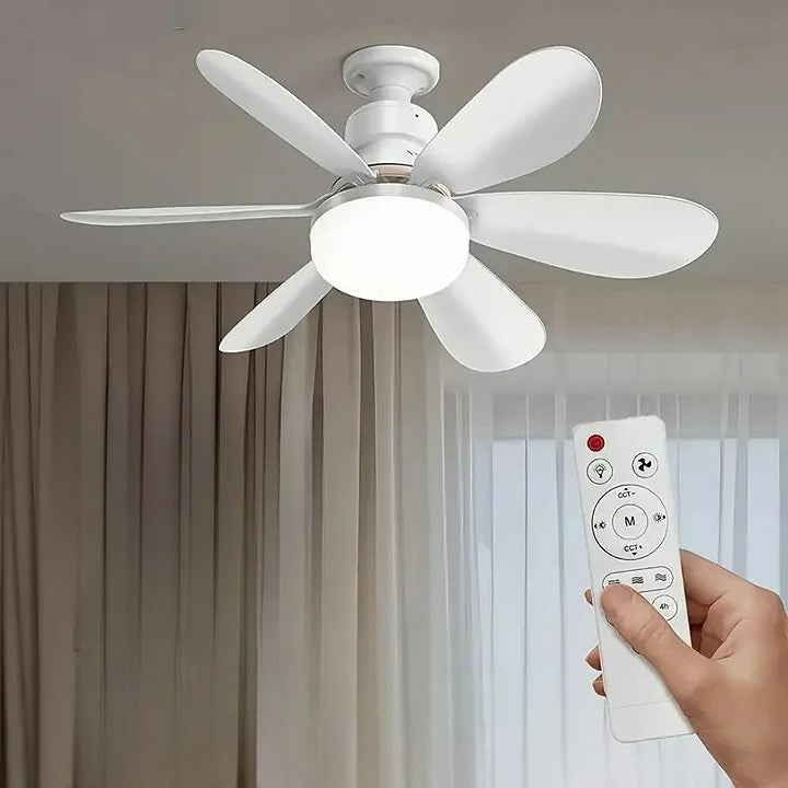 2-i-1 LED Taklampe Vifte med Fjernkontroll, E27/B22 Base | Luvikno