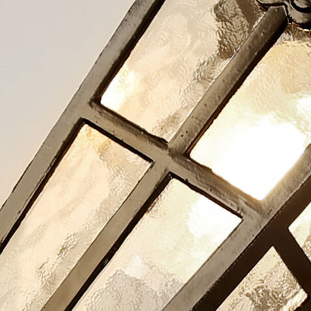 Europeisk Retro Glass Aluminium Lantern Ute Vanntett 1-Lys Vegglampe | Luvikno