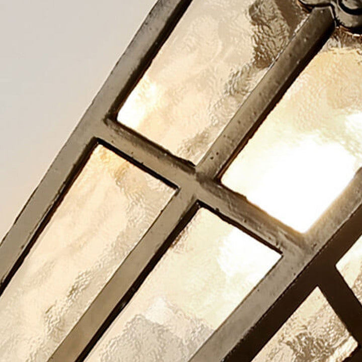 Europeisk Retro Glass Aluminium Lantern Ute Vanntett 1-Lys Vegglampe | Luvikno