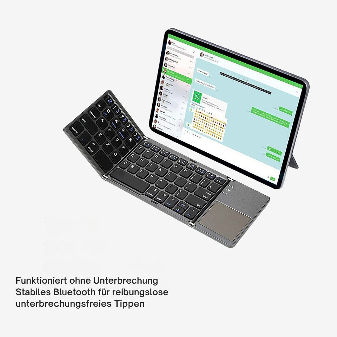 Luvikno | Sammenleggbar Bluetooth-tastatur med berøringsplate | Bærbart trådløst mini-tastatur for Windows, Mac, iOS og Android