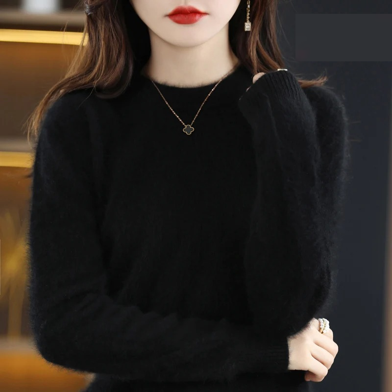 Luvik | Kasmir Neule Naiset Luksusmainen Pyöreä Kaula-aukko, Pehmeä & Muodikas