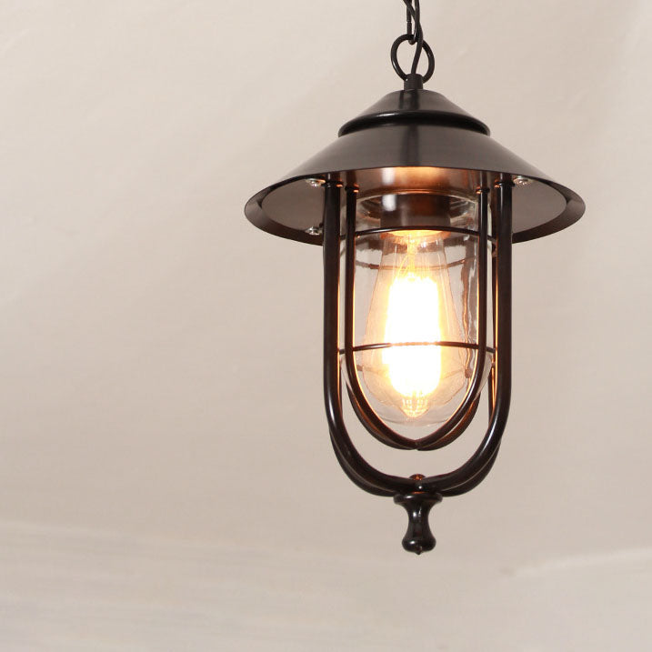 Industriell vintage aluminium bur glass 1-lampe utendørs vanntett pendellampe | Luvikno