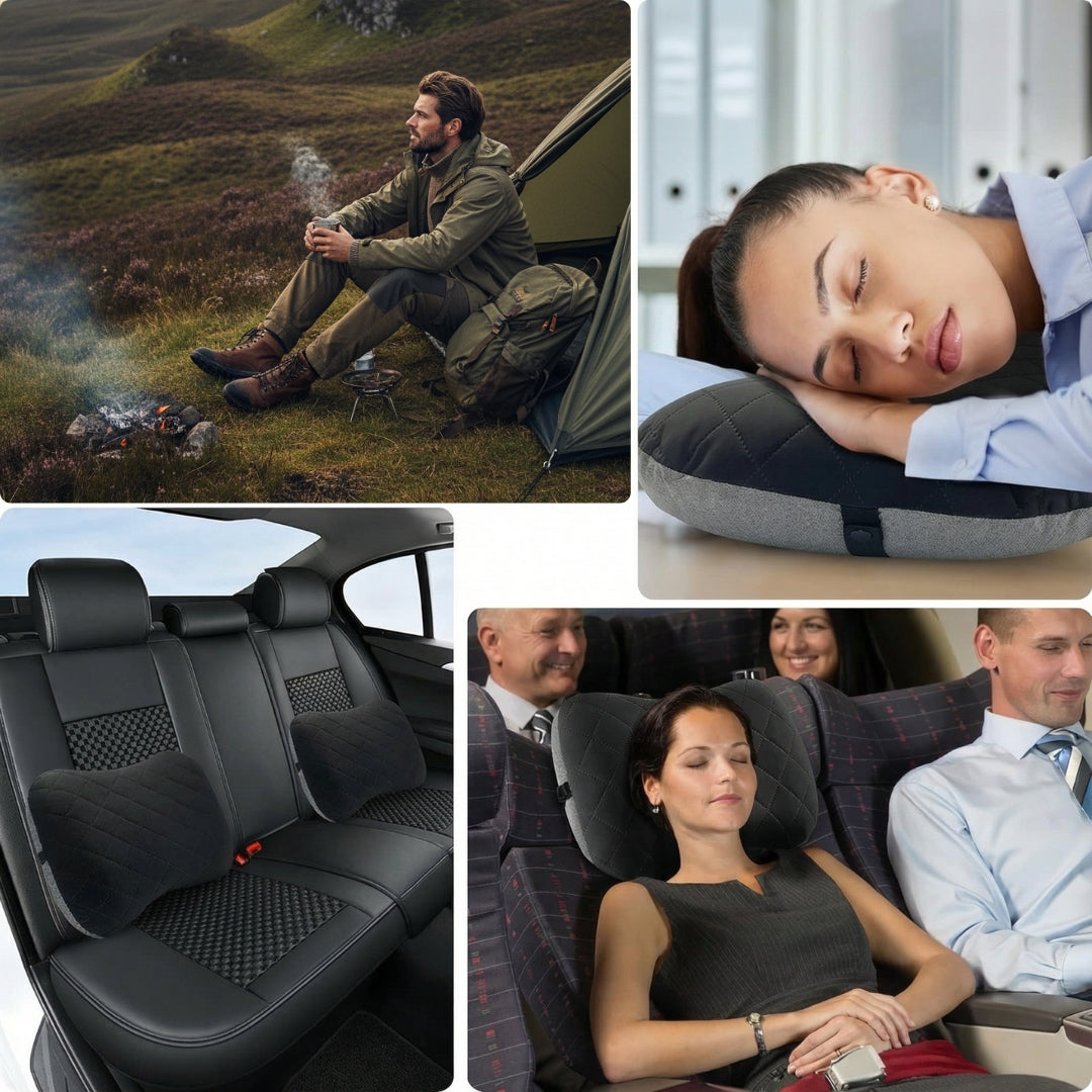Ergonomisk nakke støtte – Oppblåsbar og lett – Lindrer nakkesmerter – Kompakt for fly og tog Luvikno